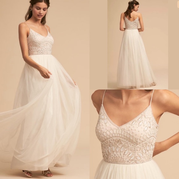 BHLDN Dresses & Skirts - Adrianna Papell Violetta Beaded Tulle Dress